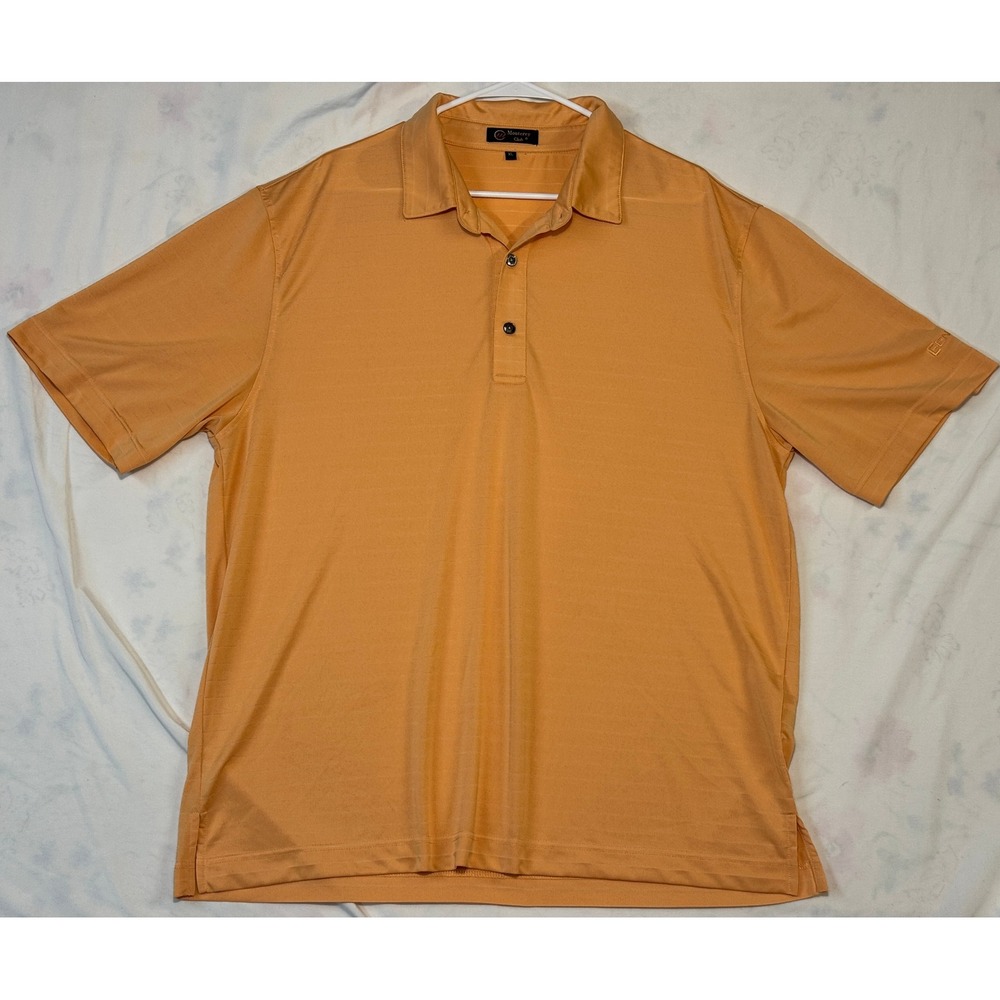 Monterey Club Mens XL Orange Striped Short Sleeve Golf Polo Shirt Fendatus